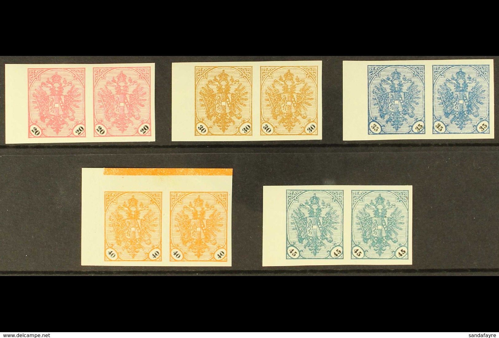 BOSNIA AND HERZEGOVINA 1901-05 Complete IMPERF Set, Michel 24/28 U, Very Fine Marginal Horizontal IMPERF PAIRS, Very Fre - Autres & Non Classés