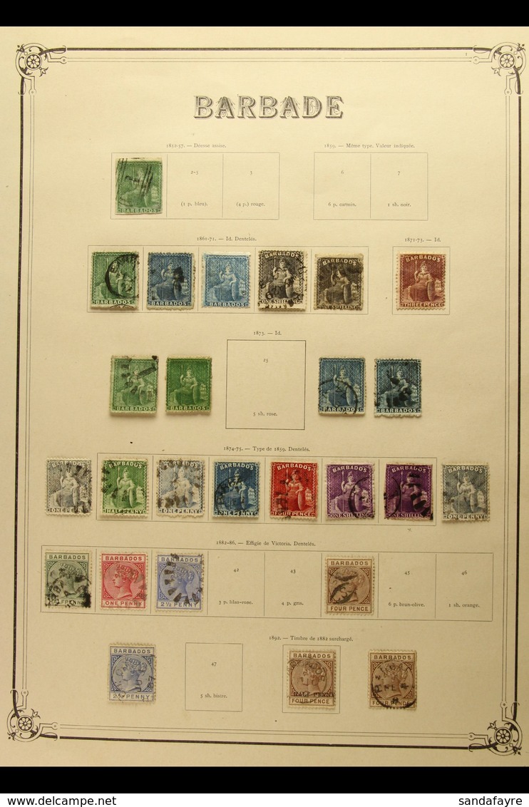 1855-1921 OLD TIME COLLECTION On Printed Pages. Includes A Useful "Britannia" Range To Various 1s (x4) Inc 1855 ½d Imper - Barbades (...-1966)