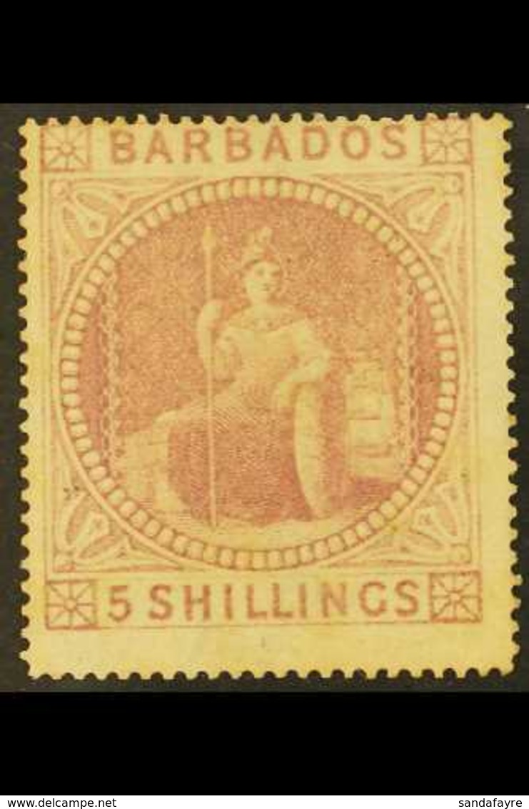 1873 5s Dull Rose Britannia, SG 64, An Attractive Mint Example With Good Colour And Large Part Gum. For More Images, Ple - Barbades (...-1966)