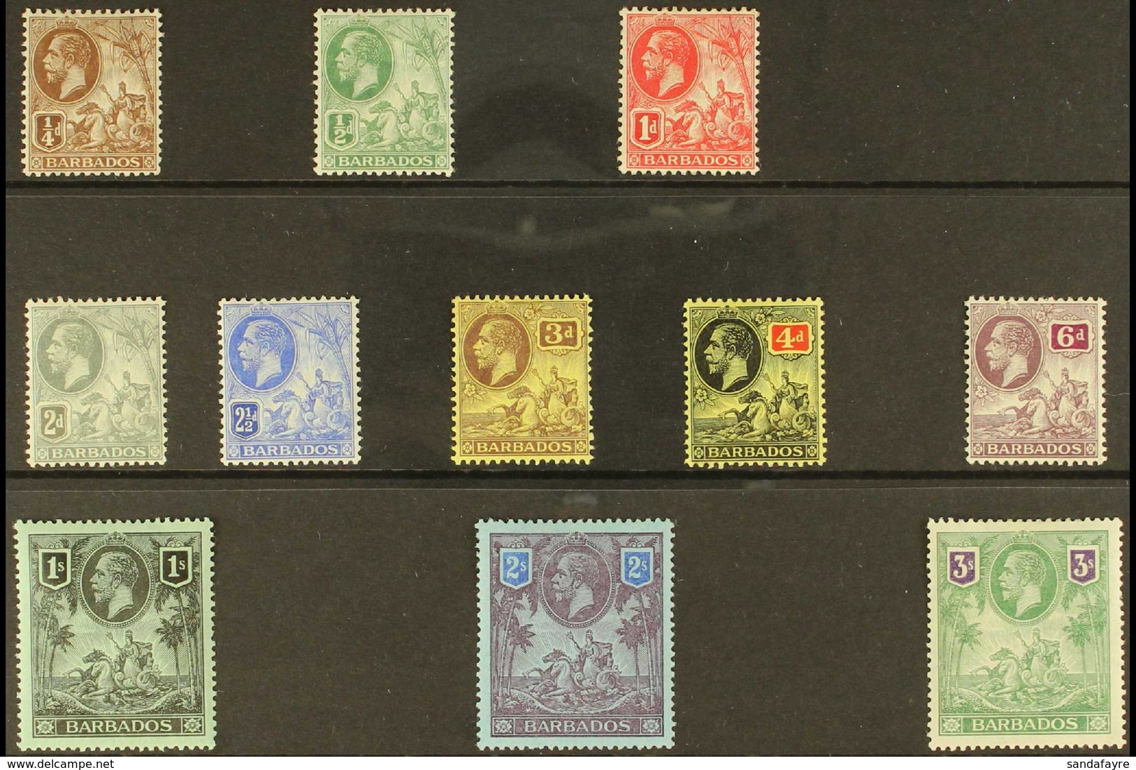 1912-16 KGV Definitive Set, SG 170/180, Fine Mint (11 Stamps) For More Images, Please Visit Http://www.sandafayre.com/it - Barbades (...-1966)
