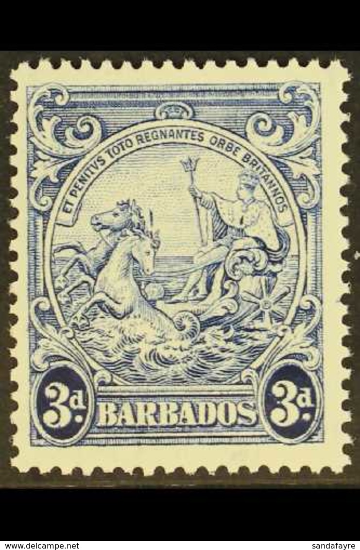 194797 3d Blue, Vertical Line Over Horse's Head, SG 252ca, Fine Never Hinged Mint.  For More Images, Please Visit Http:/ - Barbados (...-1966)