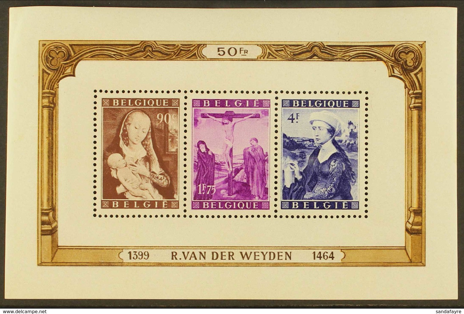 1949 50f R, Van Der Weyden "Paintings" Mini Sheet, SG MS 1261, Cob Bl 27, Very Fine Mint For More Images, Please Visit H - Autres & Non Classés
