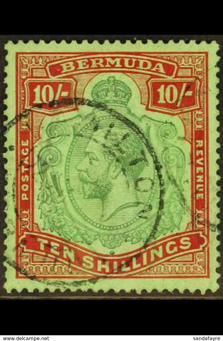 1924-32 10s Green & Red/pale Emerald, SG 92, Very Fine Used For More Images, Please Visit Http://www.sandafayre.com/item - Bermuda