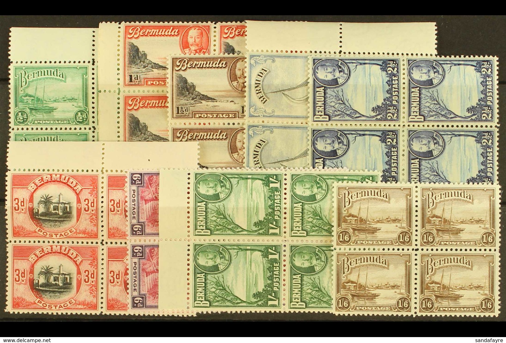 1936-47 Pictorial Definitive Set, SG 98/106 As Never Hinged Mint Blocks Of 4 (36 Stamps) For More Images, Please Visit H - Bermudes