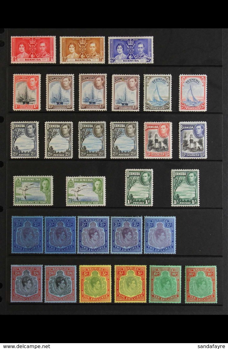 1937-52 VERY FINE MINT KGVI COLLECTION. A Delightful, ALL DIFFERENT Fine Mint Collection Presented On A Pair Of Protecti - Bermudes