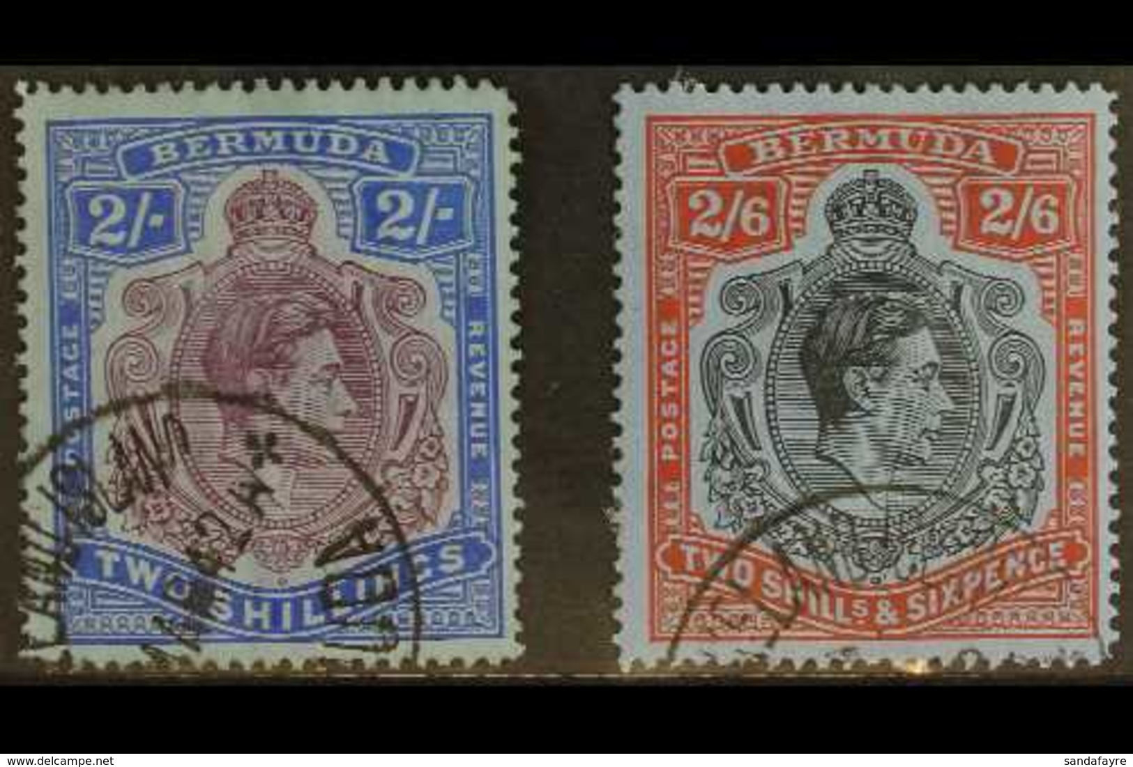 1941-42 LINE PERF 2s And 2s.6d, SG 116b & 117a, Each With Ireland Island 1942 Cds. (2 Stamps) For More Images, Please Vi - Bermuda