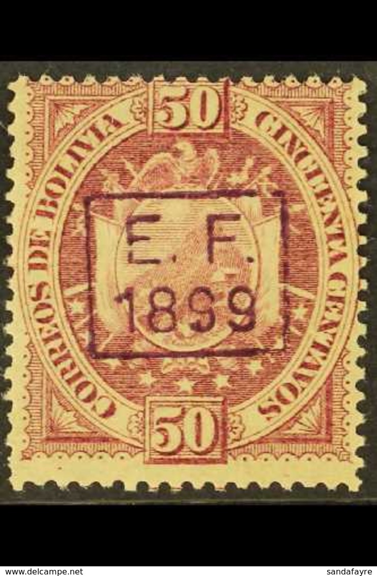 1899 NORTHERN BOLIVIA 50c Claret With Boxed "E.F. / 1899" Local Handstamp, SG 90 (see Note After Scott 59), Mint, Fresh  - Bolivie