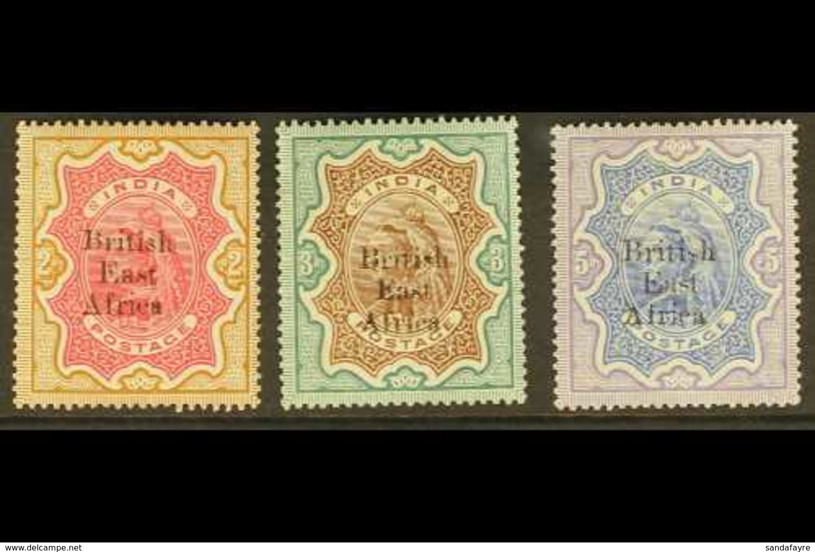 1895 HIGH VALUES WITH SMALL TYPE OVERPRINT FOR UPU DISTRIBUTION 2r, 3r And 5r, See Footnote After SG 63, Fine Mint. (3 S - Afrique Orientale Britannique