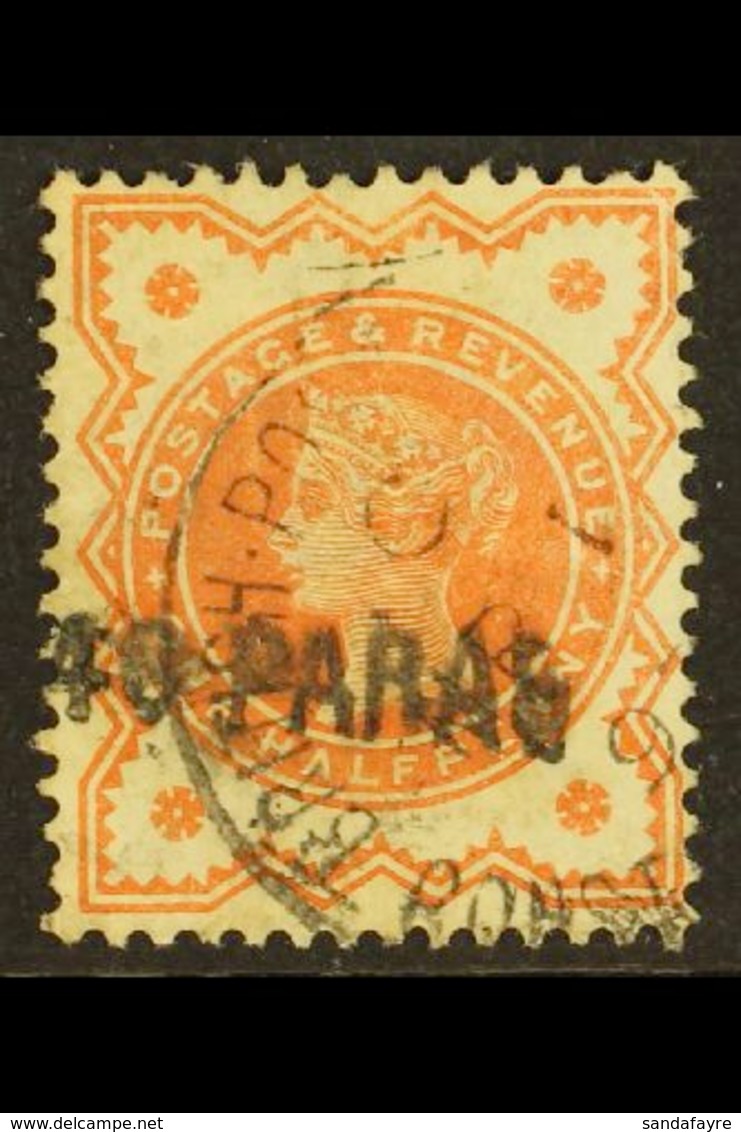 1893 40pa On ½d Vermilion, SG 7, Bearing Broken "S" Variety, Dated March 1st, Very Fine Used. For More Images, Please Vi - Levant Britannique