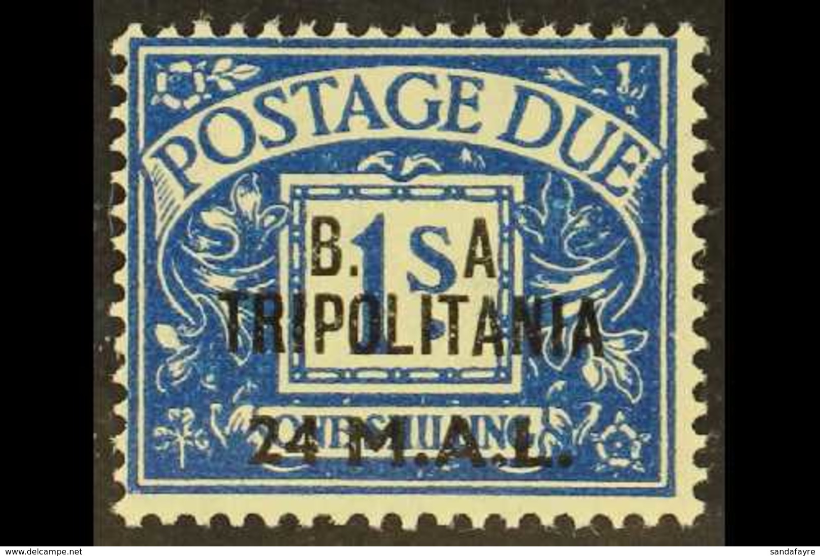 TRIPOLITANIA 24 M.A.L. On 1s Deep Blue "No Stop After A" Variety, SG TD 10a, Very Fine Mint For More Images, Please Visi - Afrique Orientale Italienne