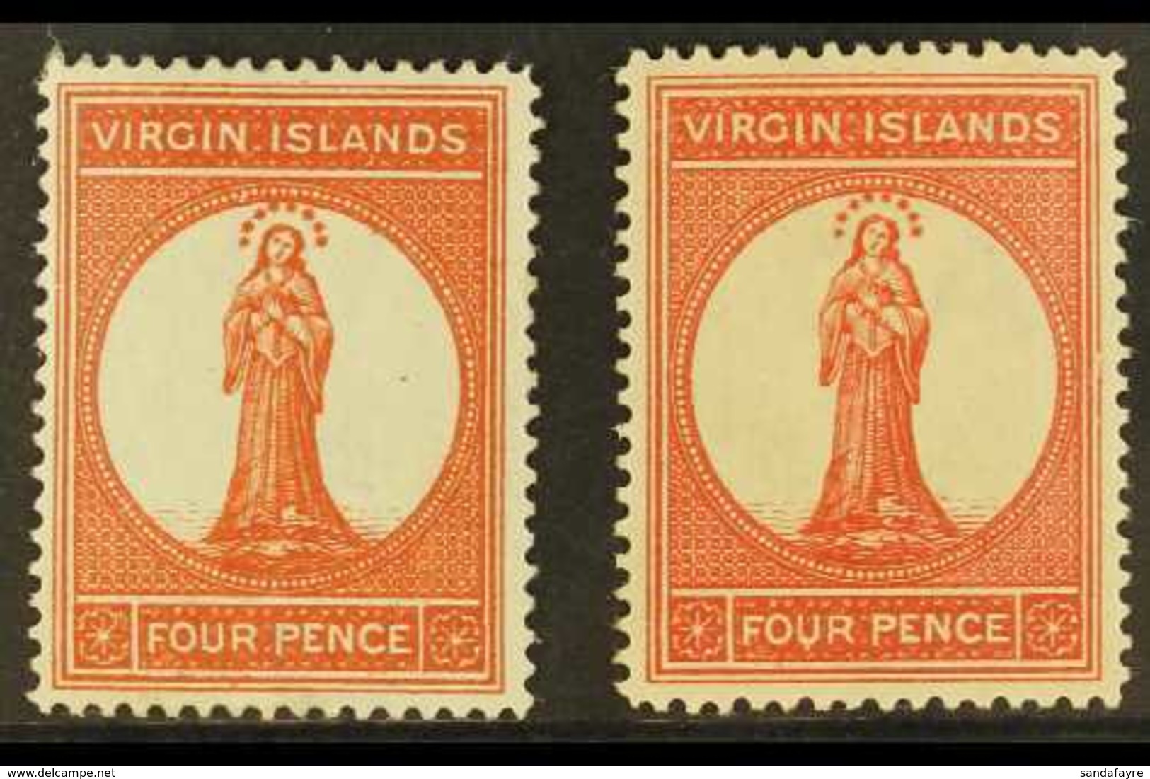 1887-89 4d Brown-red, SG 37, Positions 10 And 13, Fine Mint. (2 Stamps) For More Images, Please Visit Http://www.sandafa - British Virgin Islands