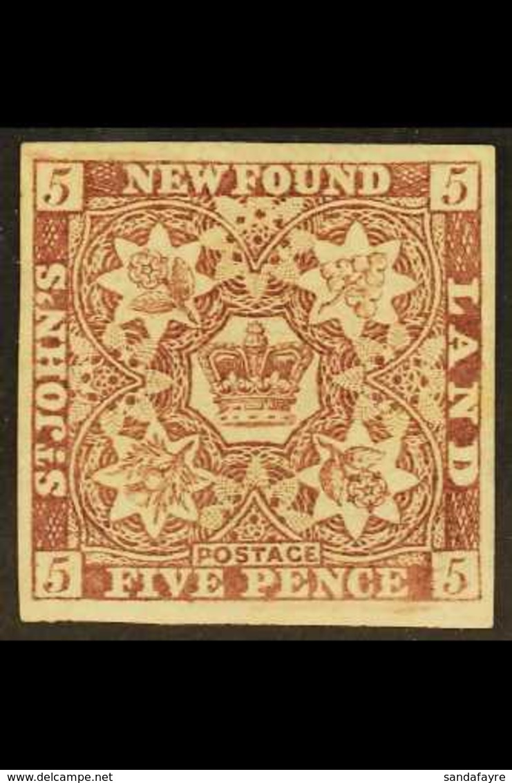 1857-64 5d Brown- Purple, SG 5, Mint With 4 Large Margins, A Lovely Fresh Stamp. For More Images, Please Visit Http://ww - Autres & Non Classés