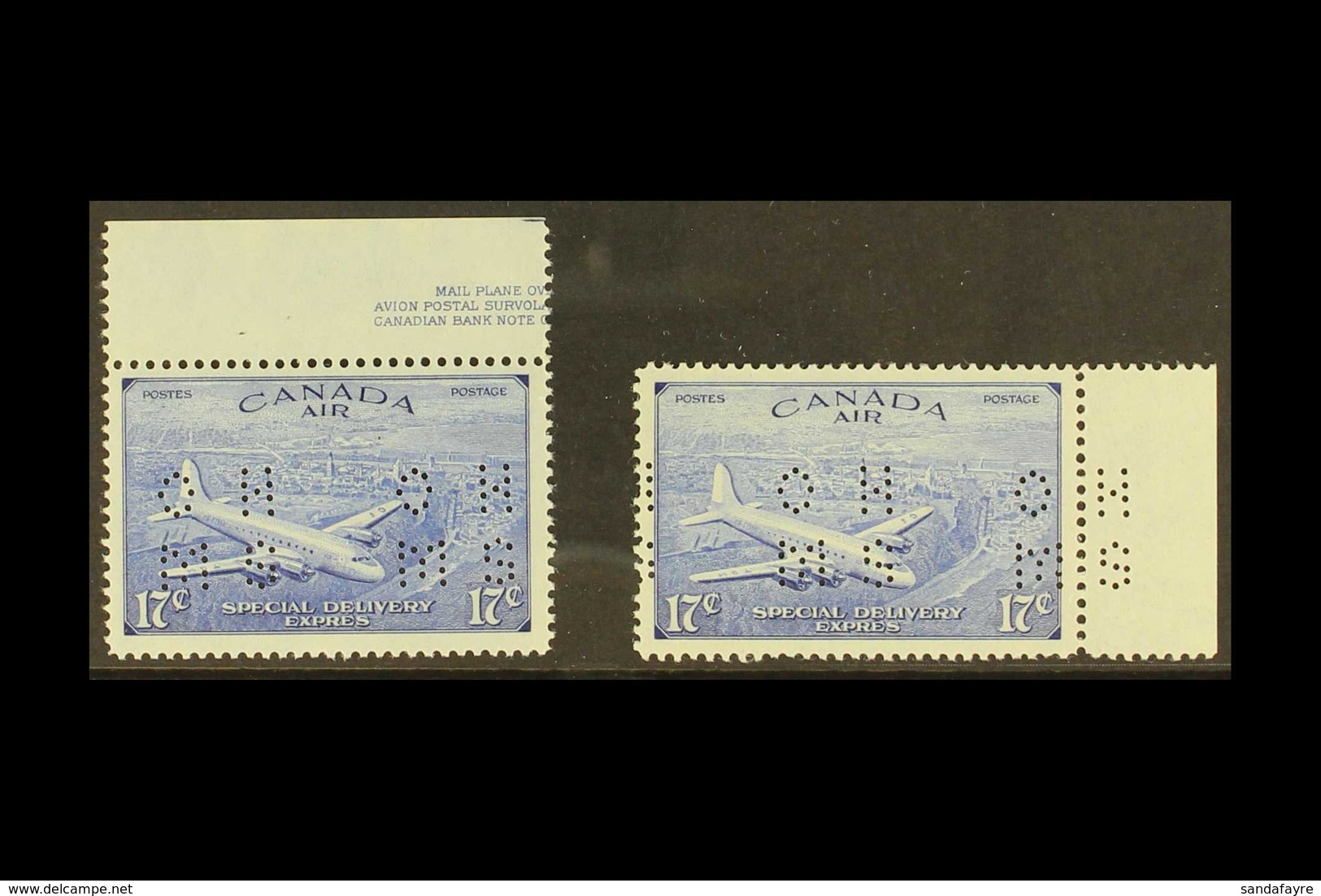 OFFICIALS 1946 17c Ultramarine Airs (both Accents), Perf "OHMS", SG OS18/19, Very Fine Never Hinged Mint. (2 Stamps) For - Sonstige & Ohne Zuordnung