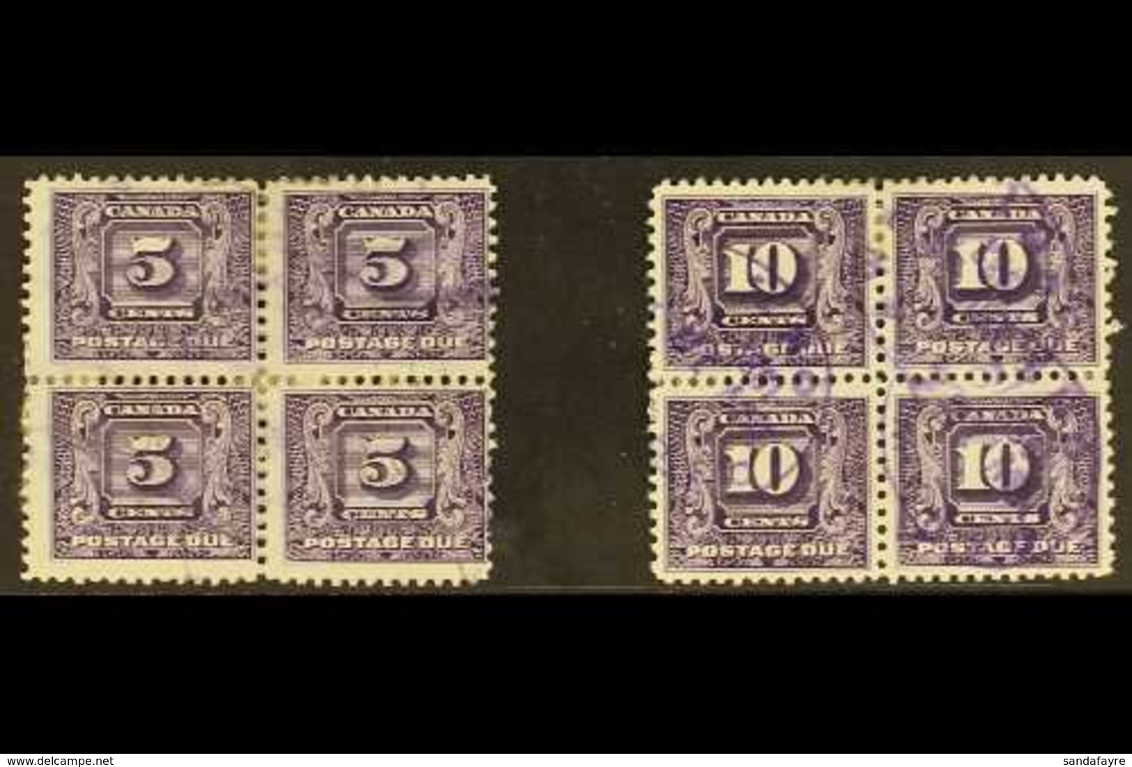 POSTAGE DUE 1930 5c & 10c Bright Violet, SG D12/D13, As Used Blocks Of 4. (8 Stamps) For More Images, Please Visit Http: - Sonstige & Ohne Zuordnung