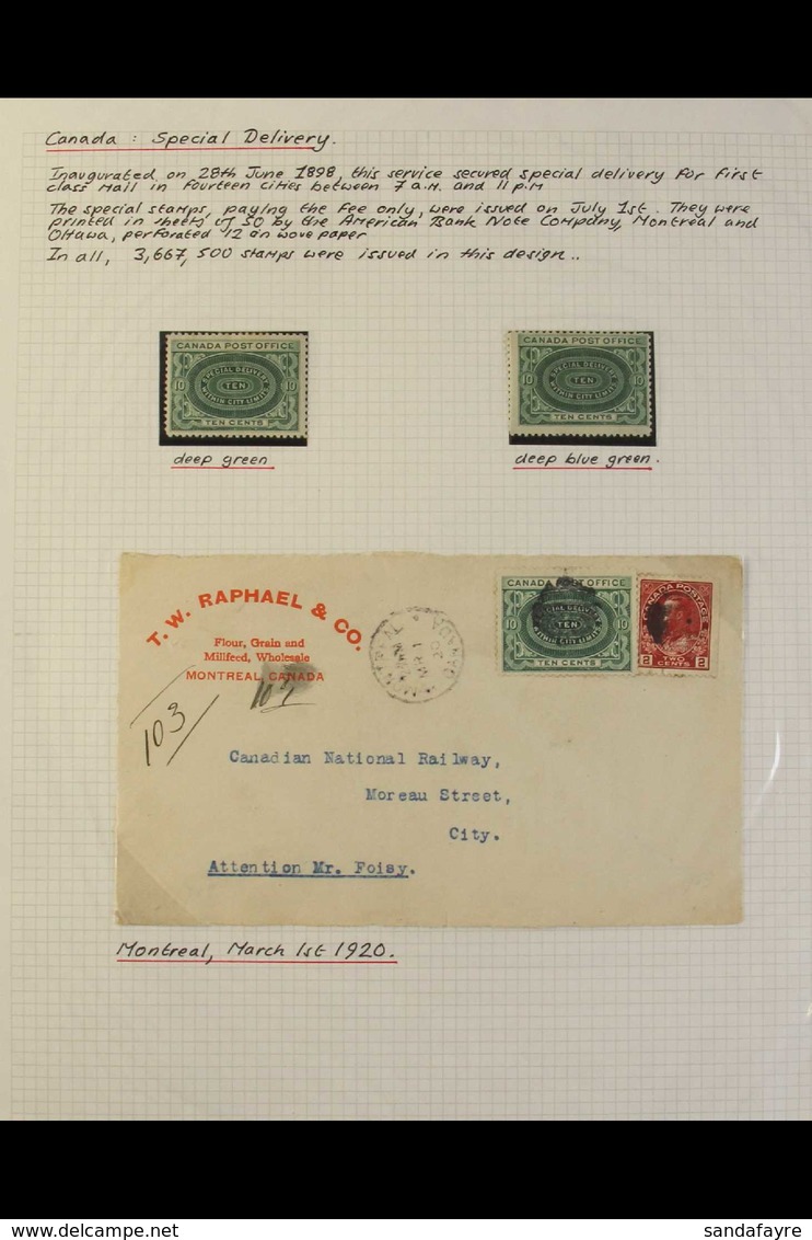 SPECIAL DELIVERY POSTAL HISTORY GROUP 1898-1920 10c Blue-green Or Deep Green Labels, SG S1/2, Used On A Range Of Covers  - Sonstige & Ohne Zuordnung