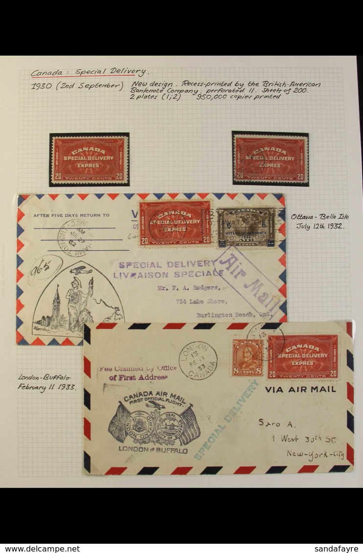 SPECIAL DELIVERY POSTAL HISTORY GROUP 1930 20c Brown-red Label, SG S65, Used On A Range Of Covers Between 1931/4, All Wi - Sonstige & Ohne Zuordnung
