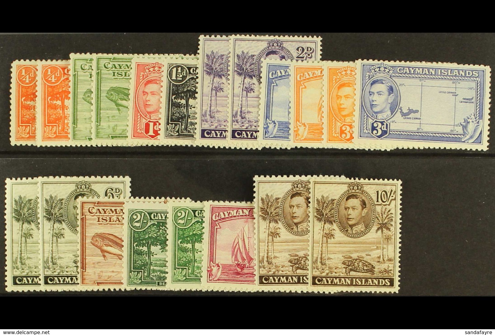 1938-48 Complete Set, SG 115/126, With Some Additional Perfs Or Shades To 2s And 10s, Superb Never Hinged Mint. (20 Stam - Kaimaninseln