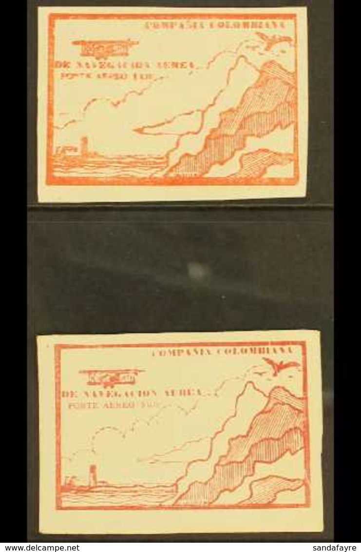 PRIVATE AIR COMPANY 1920 10c Red Set, SG 14/14a, Type 4, Both Unused & Without Gum (2 Stamps) For More Images, Please Vi - Colombie