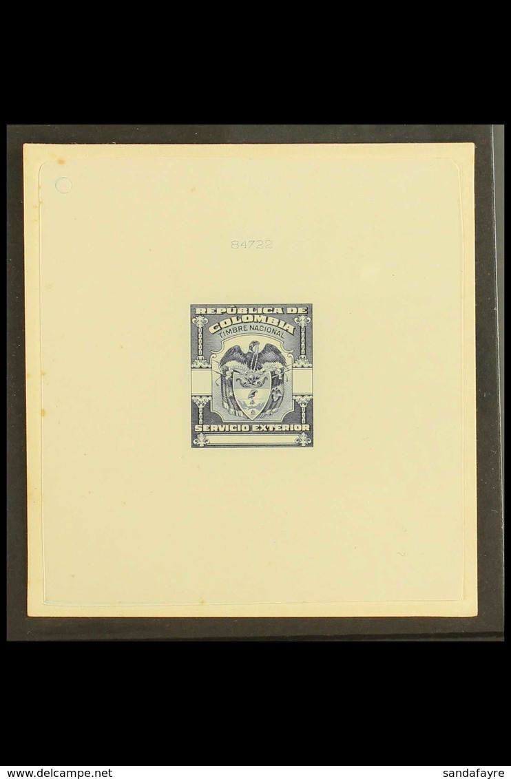 PROOF 1940s Deep Blue, Revenue Stamp, Master Die Proof With Blank Value Tablets By American Bank Note Co. For More Image - Kolumbien