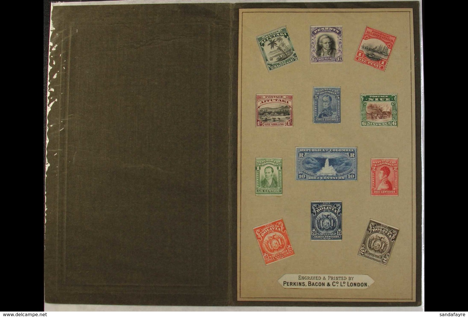 PERKINS, BACON & CO - RARE PRINTERS SAMPLES FOLDER Circa 1920, And Containing A Range Of Mint Issues With Card Surround  - Cookinseln