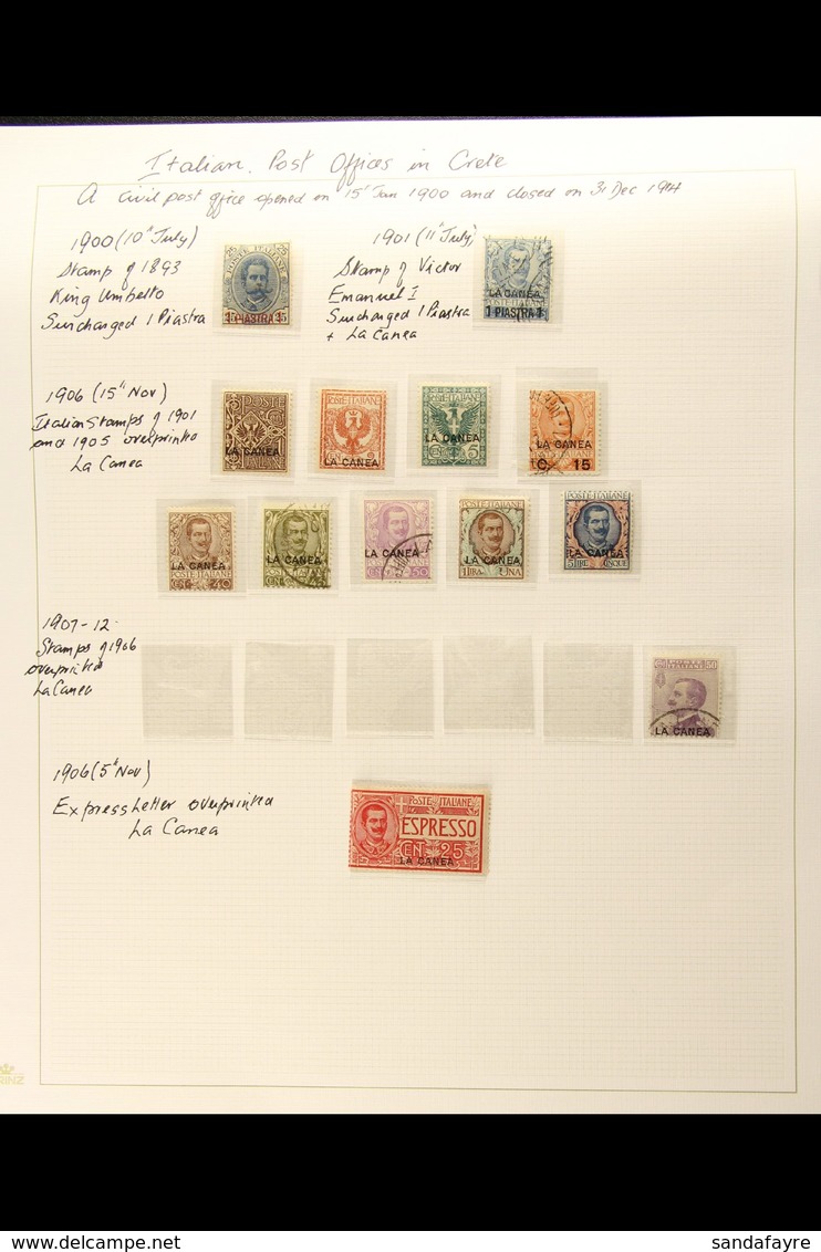 ITALIAN PO's COLLECTION On A Single Album Page Includes The 1900 1pi On 25c Mint, 1901 1pi On 25c Fine Used, 1906 Range  - Autres & Non Classés