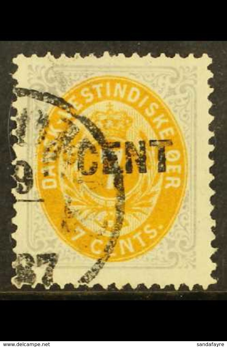 1887 1c On 7c Yellow-ochre & Slate-lilac Surcharge (Facit 23a, SG 36), Fine Cds Used For More Images, Please Visit Http: - Danish West Indies
