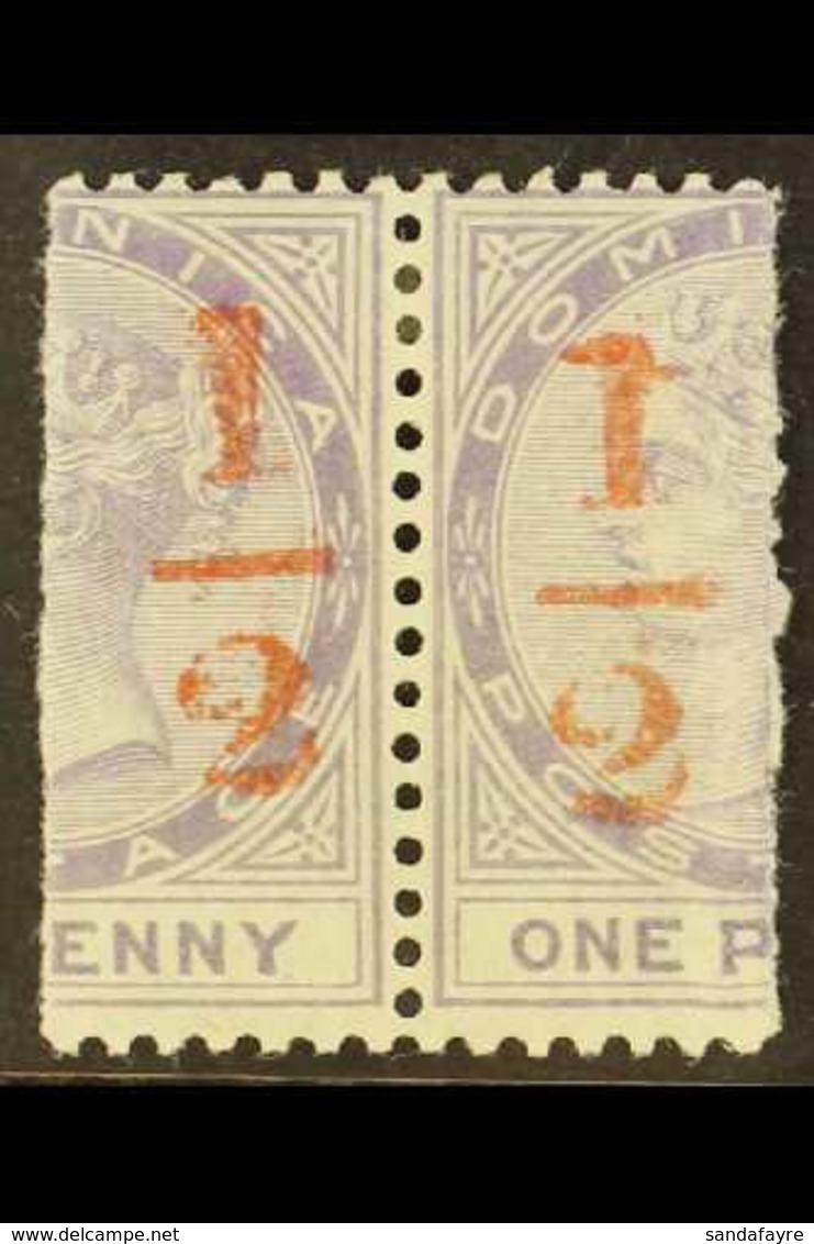 1882 ½(d) On Half 1d, SG Type 3 Surcharge In Red, SG 11, Very Fine Mint Horizontal PAIR. For More Images, Please Visit H - Dominica (...-1978)