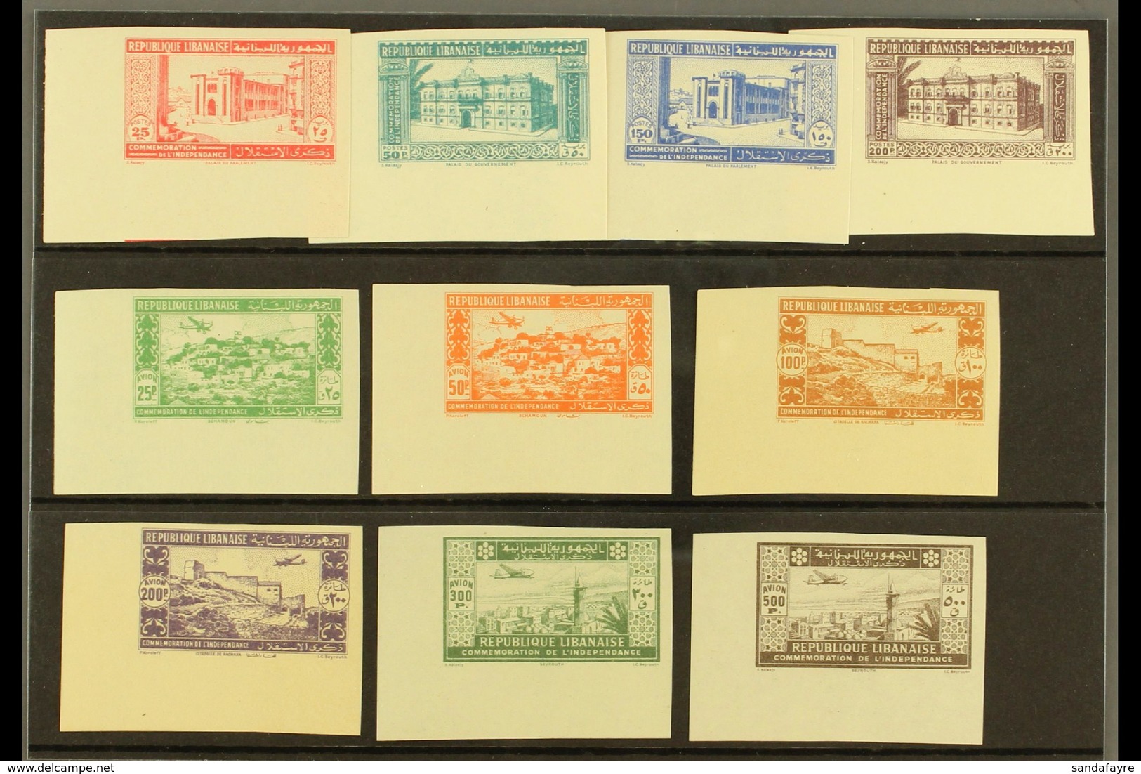 LEBANON 1943 Second Anniv Of Independence Postage & Air Complete IMPERF Set (Yvert 189/92 & 85/96, SG 265/74), Fine Neve - Sonstige & Ohne Zuordnung