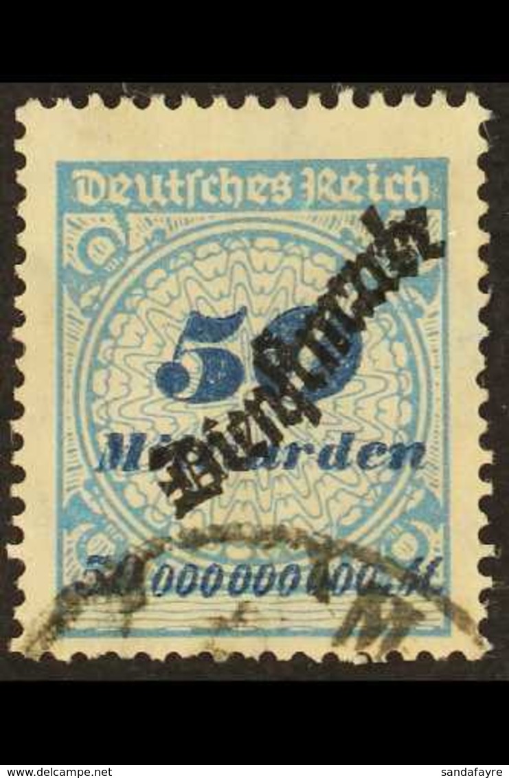 OFFICIAL 1923 50mrd Light Blue "Dienstmarke" Overprint (Michel 88, SG O348), Used, Expertized Dr Oechsner BPP & Infla Be - Autres & Non Classés