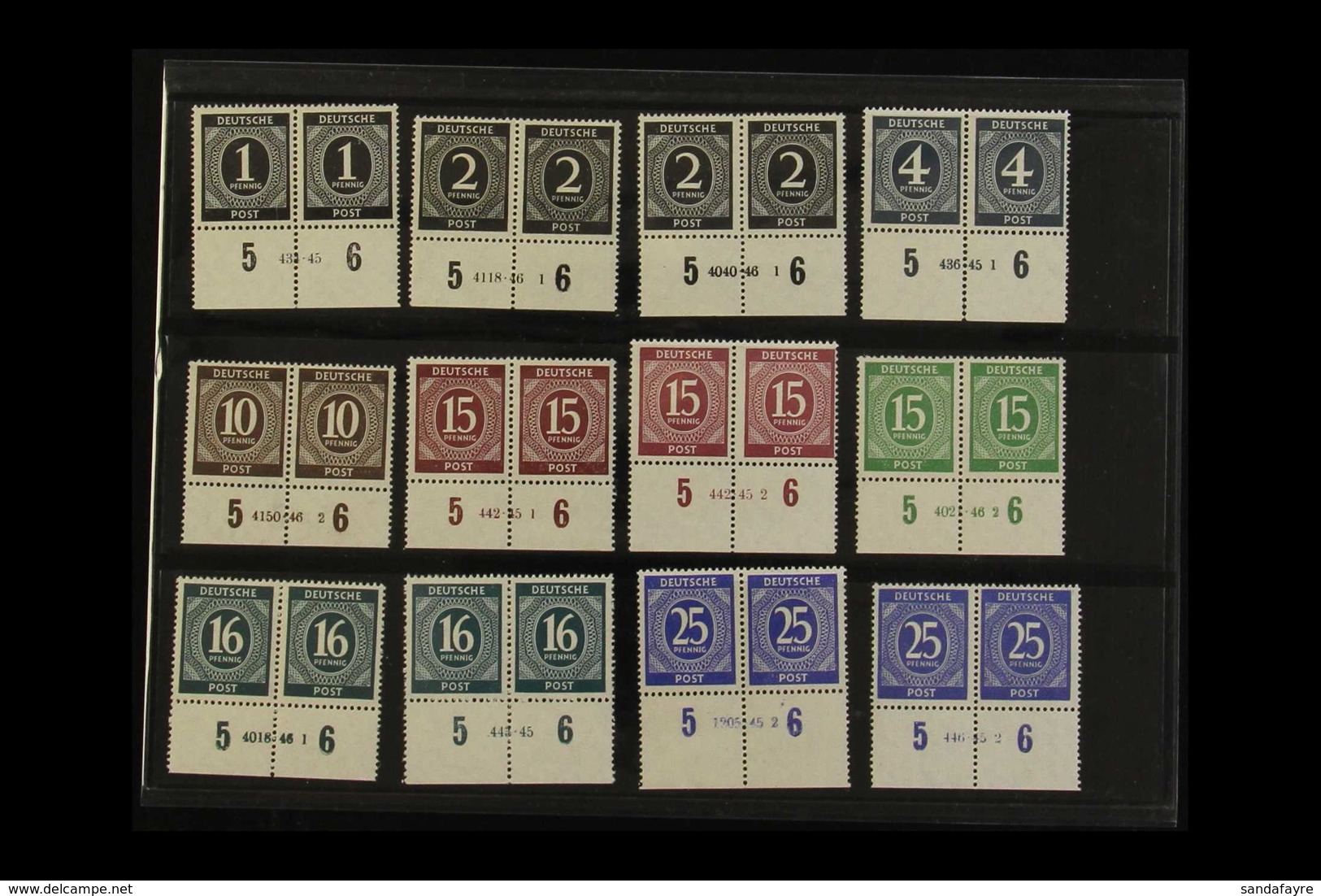 GENERAL ISSUES 1946 HAN-NUMBERS. Never Hinged Mint Collection Of All Different Numeral Issues Lower Marginal Pairs With  - Autres & Non Classés