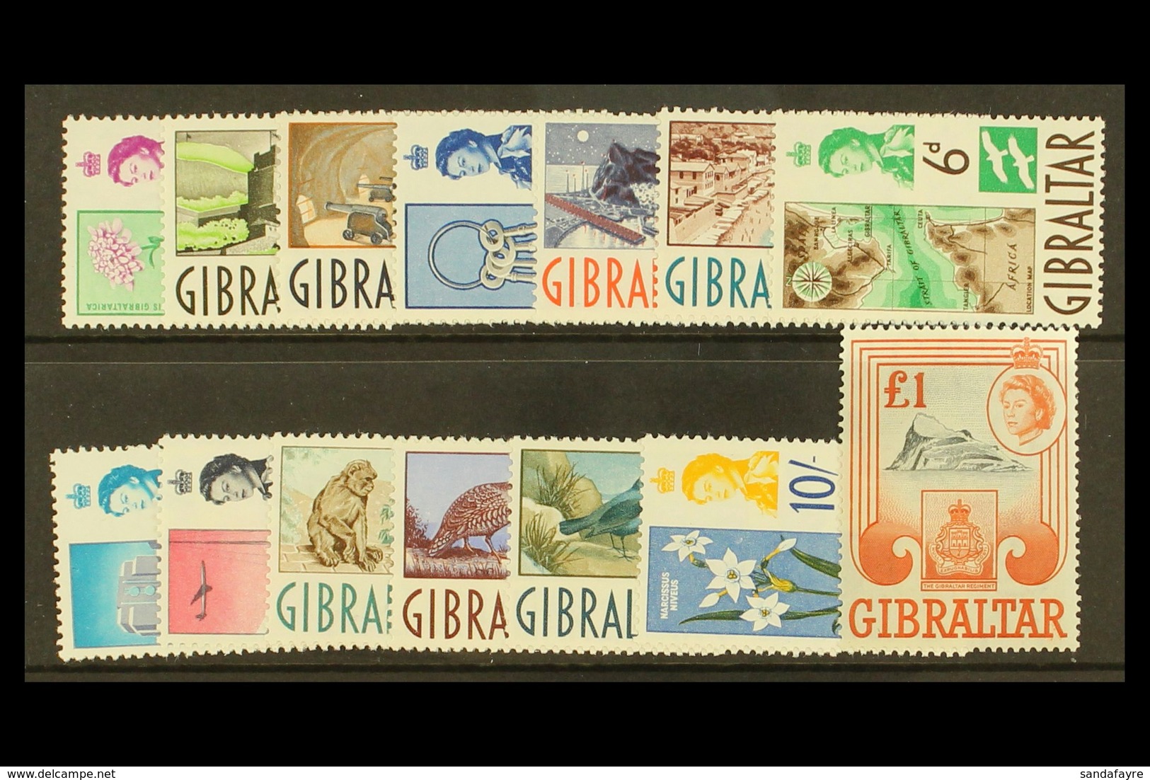 1960-62 Definitive Set, SG 160/173, Never Hinged Mint. (14) For More Images, Please Visit Http://www.sandafayre.com/item - Gibraltar