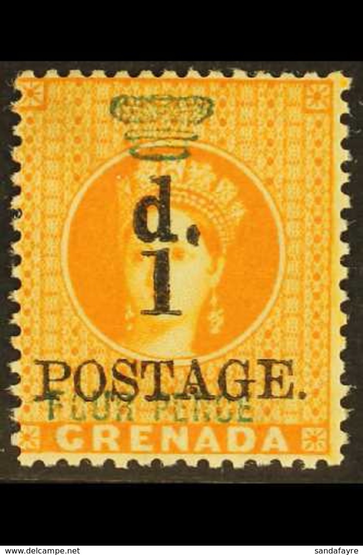 1886 1d On 4d Orange, Wmk Small Star, SG 39, Very Fine Mint. For More Images, Please Visit Http://www.sandafayre.com/ite - Grenada (...-1974)