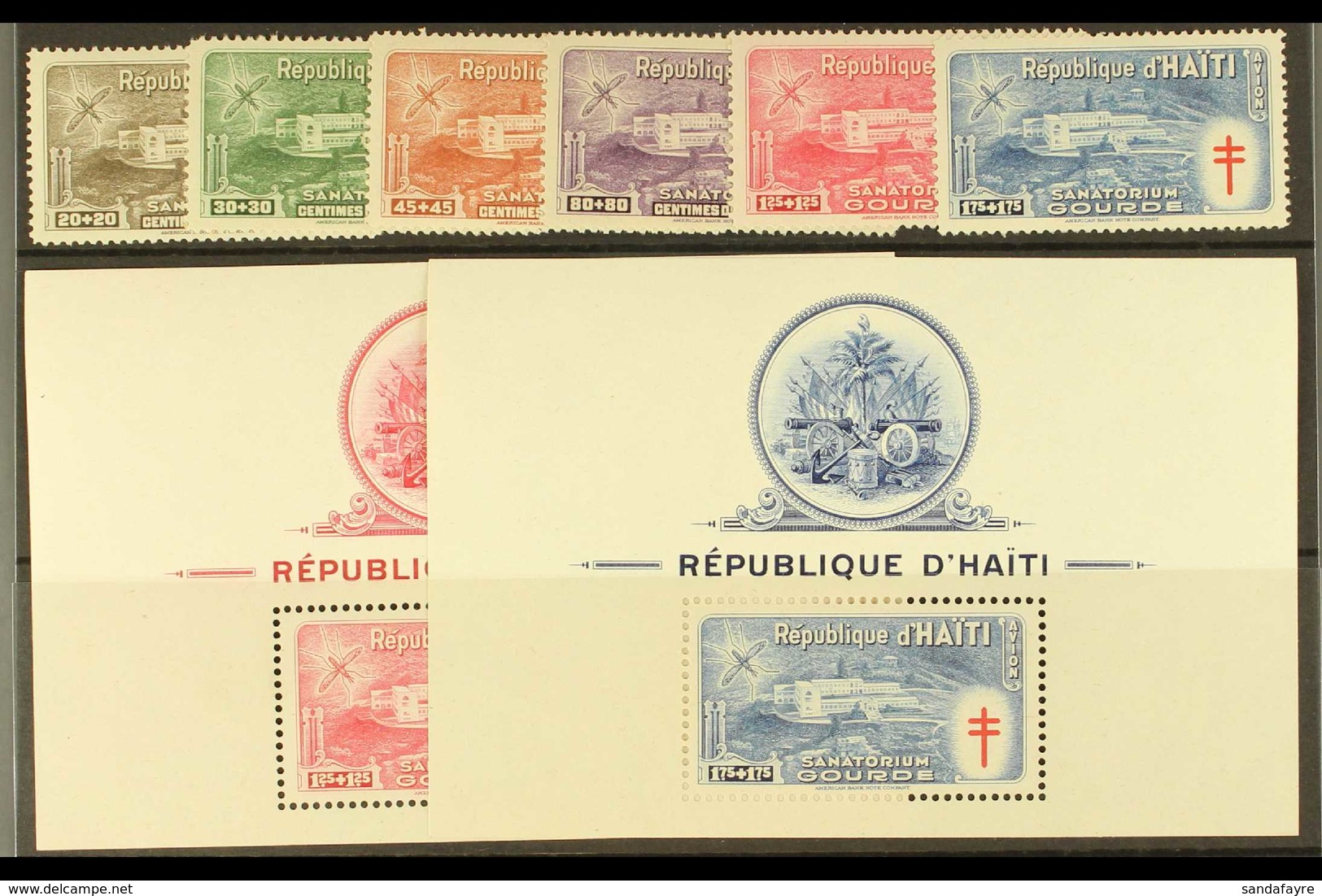 1949 Air Anti-TB & Malaria Relief Fund Complete Set & Both Mini-sheets (SG 427/32 & MS433, Scott CB3/8 & Cb7a/8a), Super - Haiti