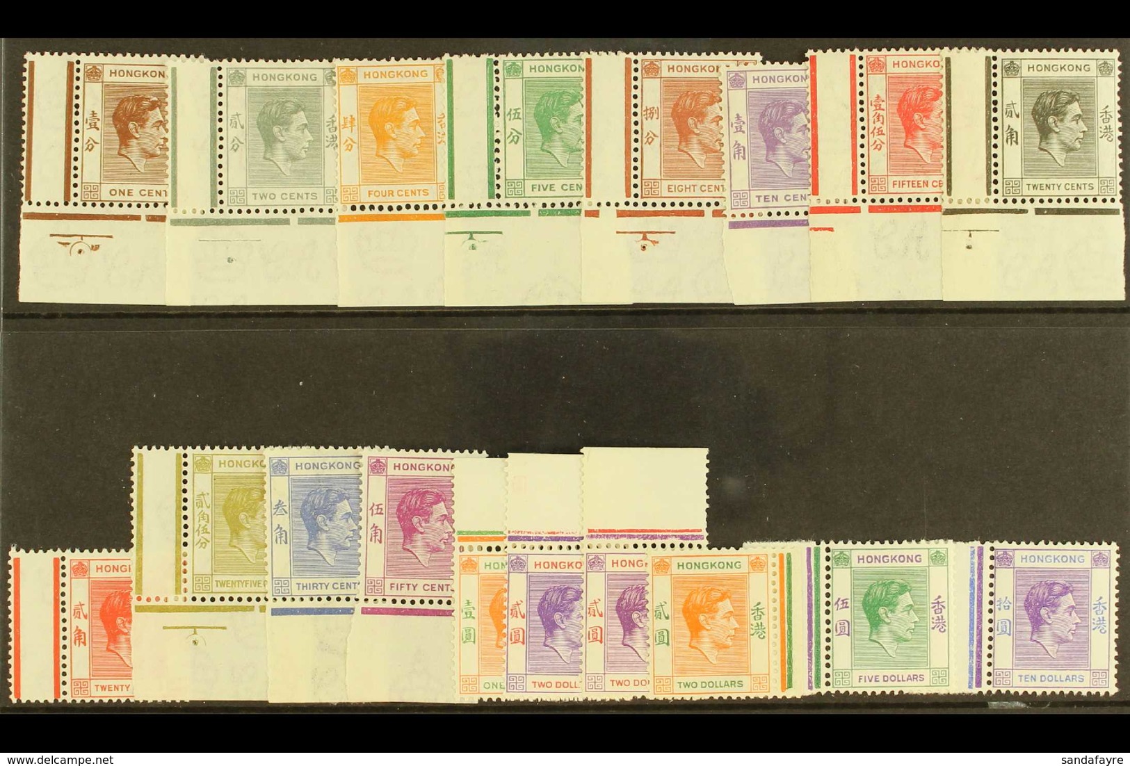 1938-52 NEVER HINGED MINT "MARGINAL" SELECTION Presented On A Stock Card, ALL DIFFERENT & Values To $5 & $10. A Beautifu - Autres & Non Classés