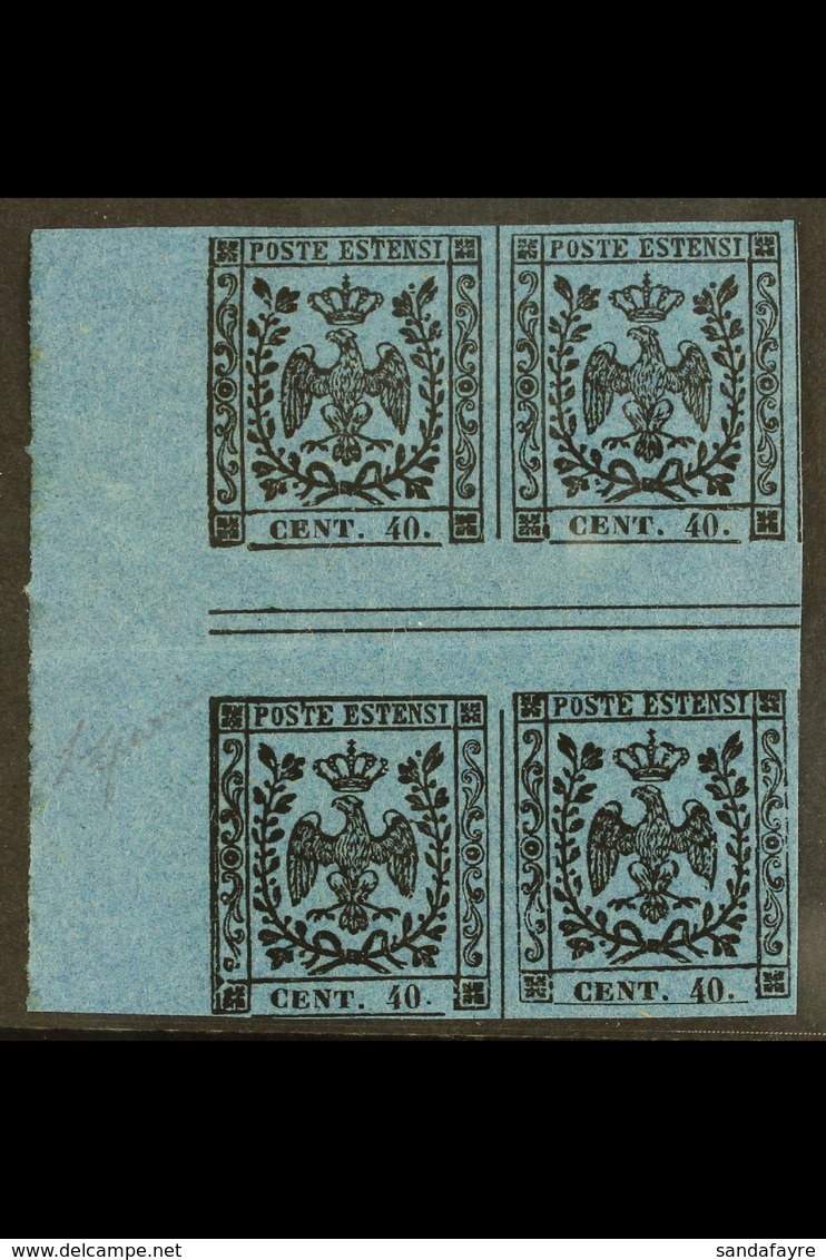 MODENA 40c On Deep Blue, With Stop, Sass 10, In A Spectacular Mint Marginal Gutter Block Of 4 With Clear Margins All Rou - Ohne Zuordnung