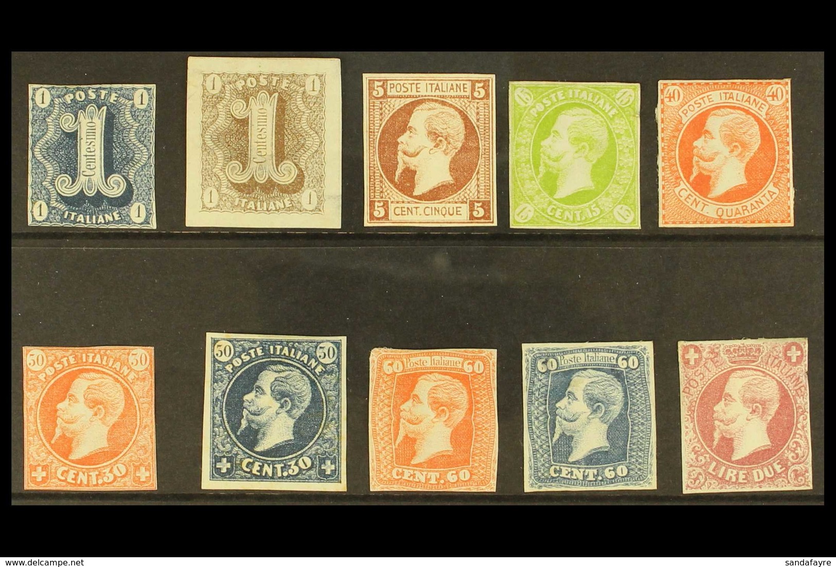 1863 RONCHI ESSAYS Selection On White Paper Including 1c Blue, 1c Grey, 5c Brown, 15c Bright Green, 40c Vermilion, 50c V - Non Classés