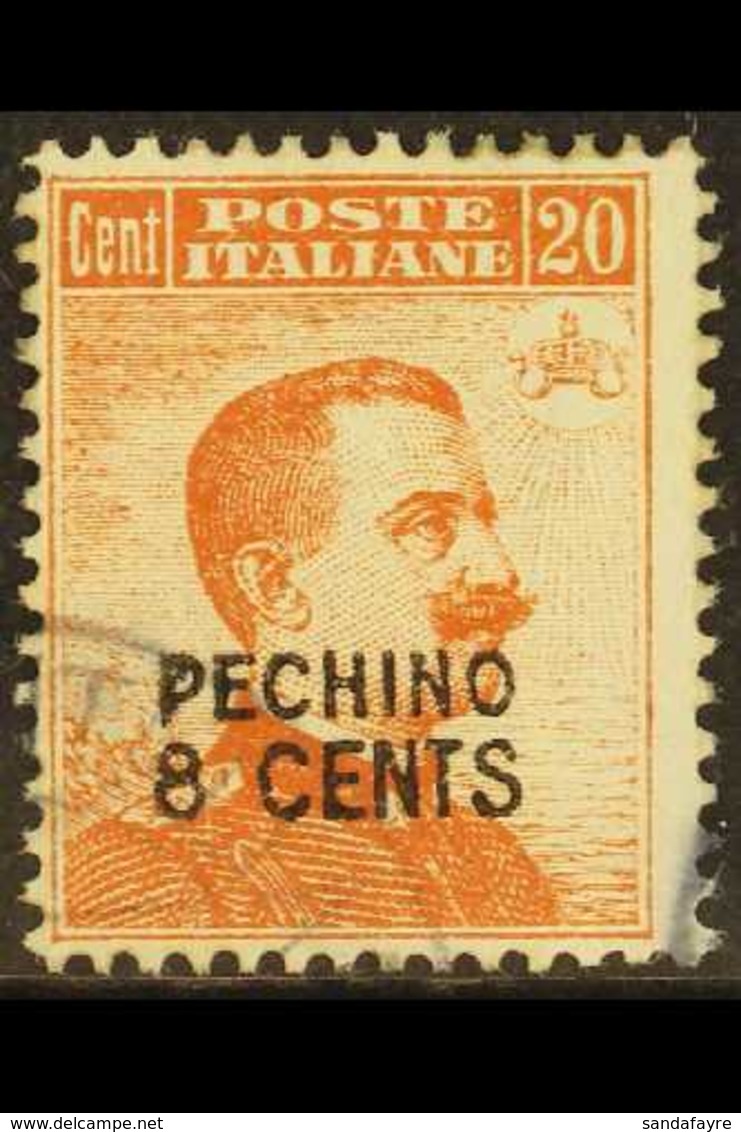 OFFICES IN CHINA - PEKING 1917 8c On 20c Orange With Local Surcharge, Sassone 5, Fine Used, Signed Enzo Diena. Rare Stam - Sonstige & Ohne Zuordnung