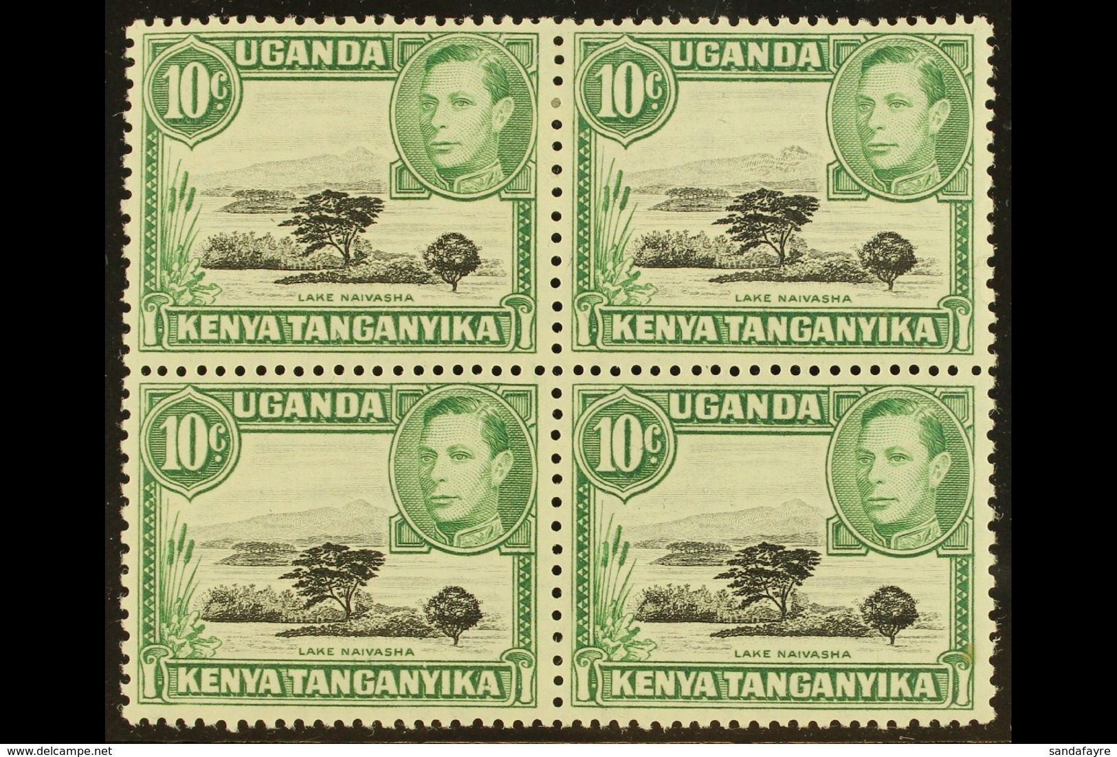 1949 10c Black And Green With "MOUNTAIN RETOUCH" Variety, SG 135a, In Very Fine Mint Block Of Four. For More Images, Ple - Vide