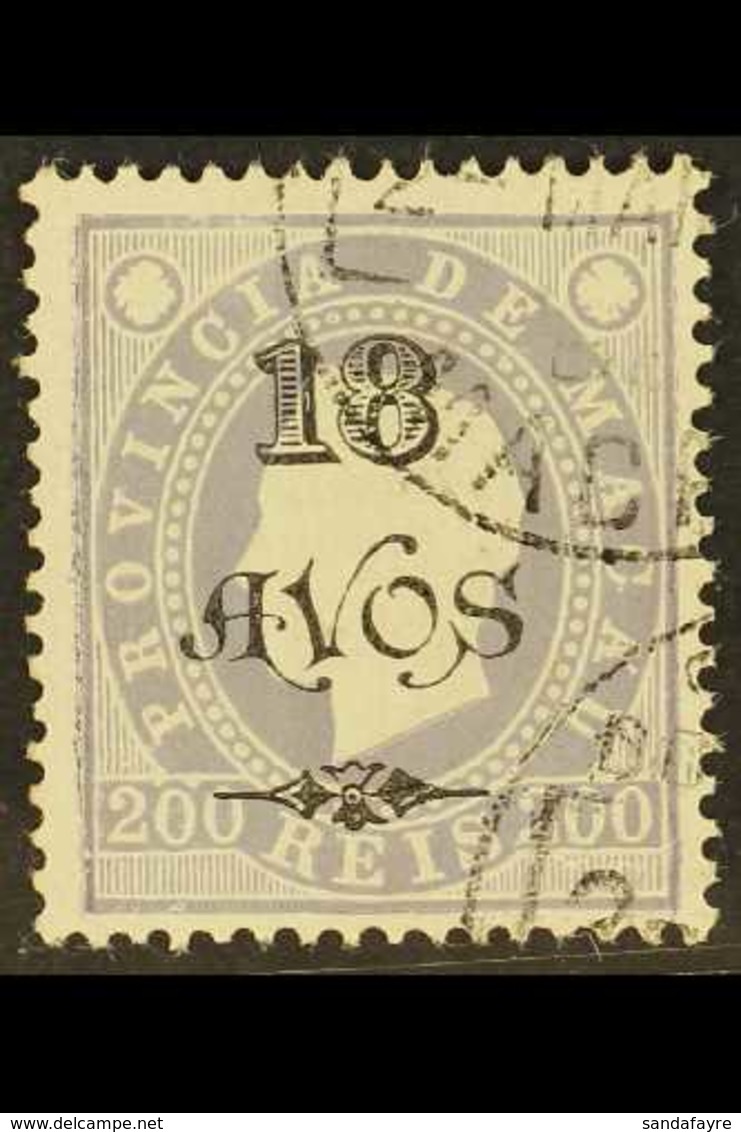1902 18a On 200r Lavender, Perf 13½, SG 159, Superb Used. For More Images, Please Visit Http://www.sandafayre.com/itemde - Sonstige & Ohne Zuordnung