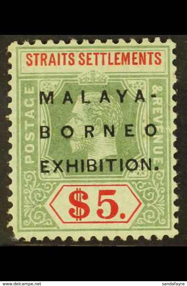 1922 $5 Malaya - Borneo Exhibition, SG 249, Short Corner Perf Otherwise Very Fine Mint. Scarce Stamp. For More Images, P - Straits Settlements