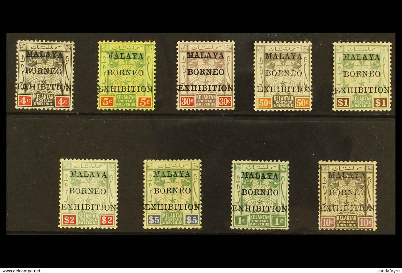 KELANTAN 1922 Malaya Borneo Exhibition Set Complete, SG 30/8, Fine To Very Fine Mint. (9 Stamps) For More Images, Please - Sonstige & Ohne Zuordnung