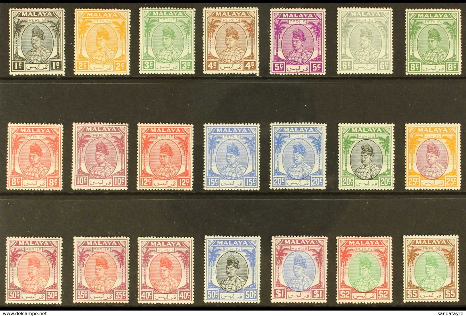 PERLIS 1951-55 KGVI Definitive Set, SG 7/27, Never Hinged Mint (21 Stamps) For More Images, Please Visit Http://www.sand - Autres & Non Classés