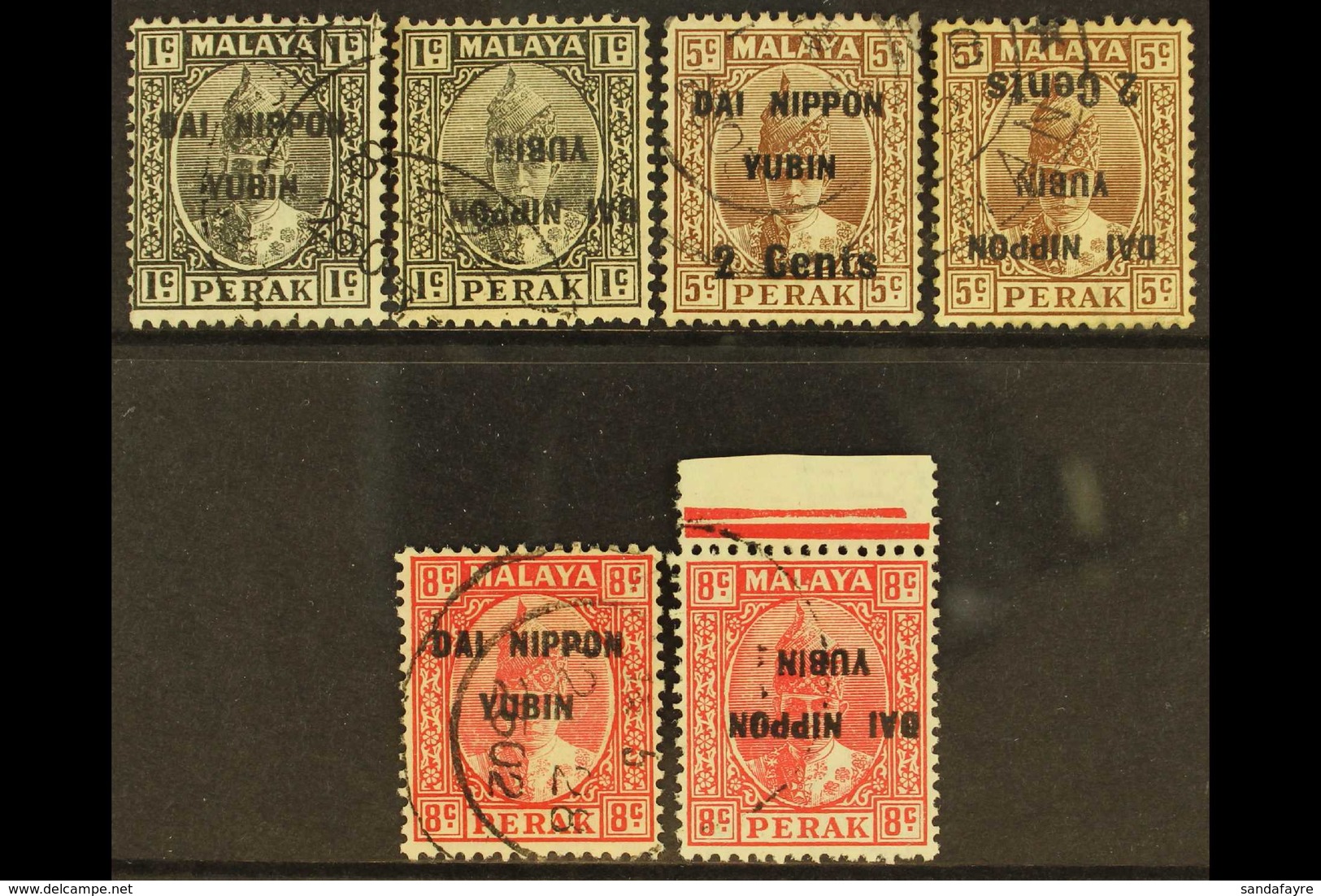 GENERAL ISSUES 1942 Dai Nippon Yubin Overprint On Stamps Of Perak, SG J260/263, Together With The Set As Inverted Overpr - Autres & Non Classés