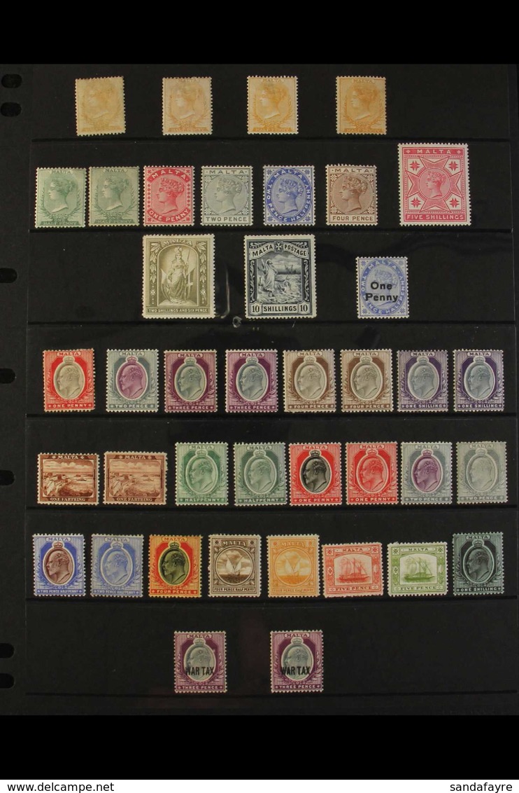 1863-1958 MINT COLLECTION Presented On A Series Of Stock Pages With Many "Better" Values. Includes 1863 CC Wmk ½d Buff,  - Malta (...-1964)