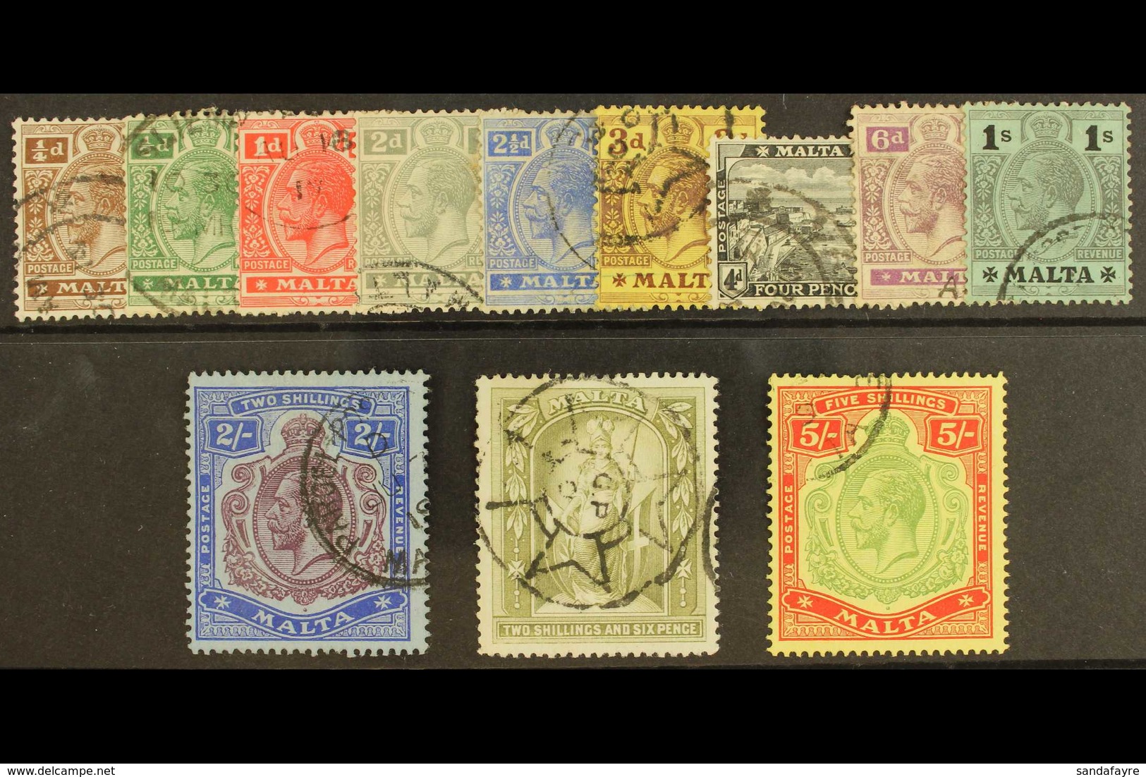 1914 - 21 Geo V Set To 5s Complete, Wmk MCA, SG 68/88, Very Fine Used. (12 Stamps) For More Images, Please Visit Http:// - Malta (...-1964)