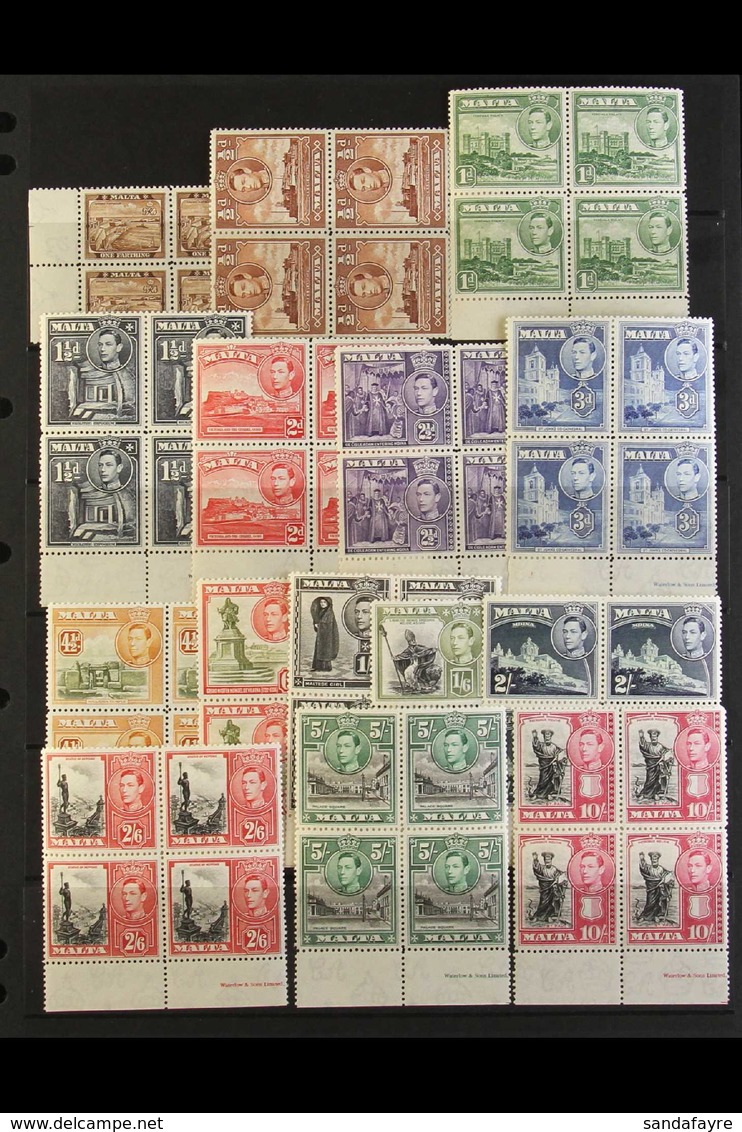 1938-43 ¼d, ½d Red-brown, 1d Green, 1½d Slate-black, 2d Scarlet, 2½d Dull Violet, 3d Blue To 10s, Each In A Fine Never H - Malta (...-1964)