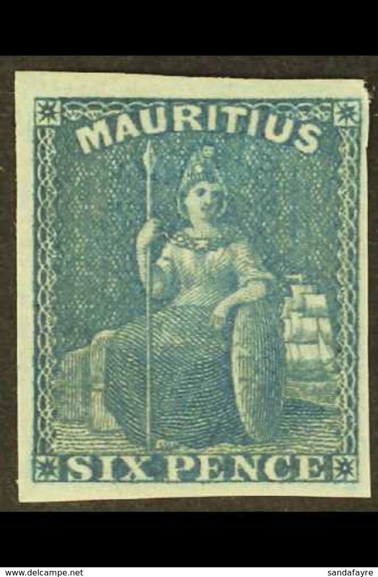 1859-61 6d Blue, SG 32, Imperf With 4 Clear To Wide Margins, Mint With Original Gum. Lovely! For More Images, Please Vis - Maurice (...-1967)