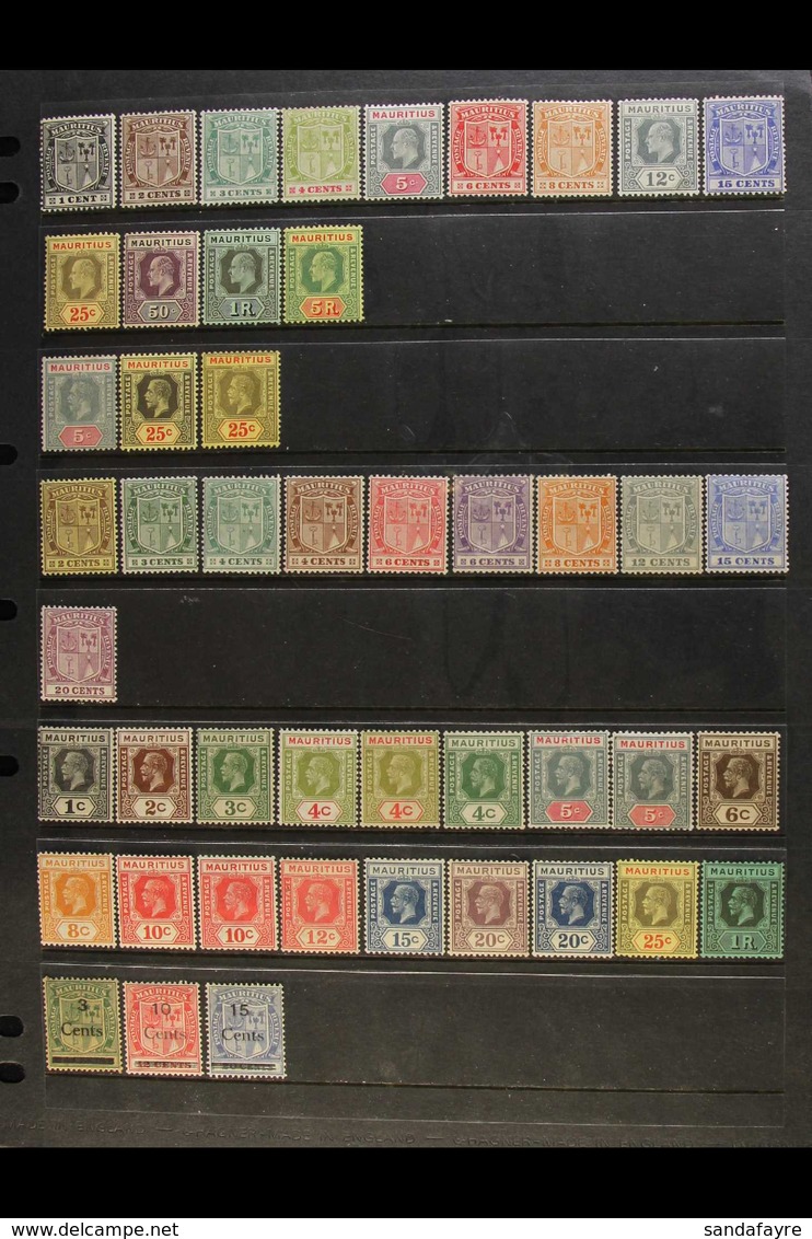 1910-1953 FINE MINT COLLECTION On Stock Pages, ALL DIFFERENT, Inc 1910 Set  To 1r & 5r, 1921-26 Most Vals To 20c, 1921-3 - Mauritius (...-1967)