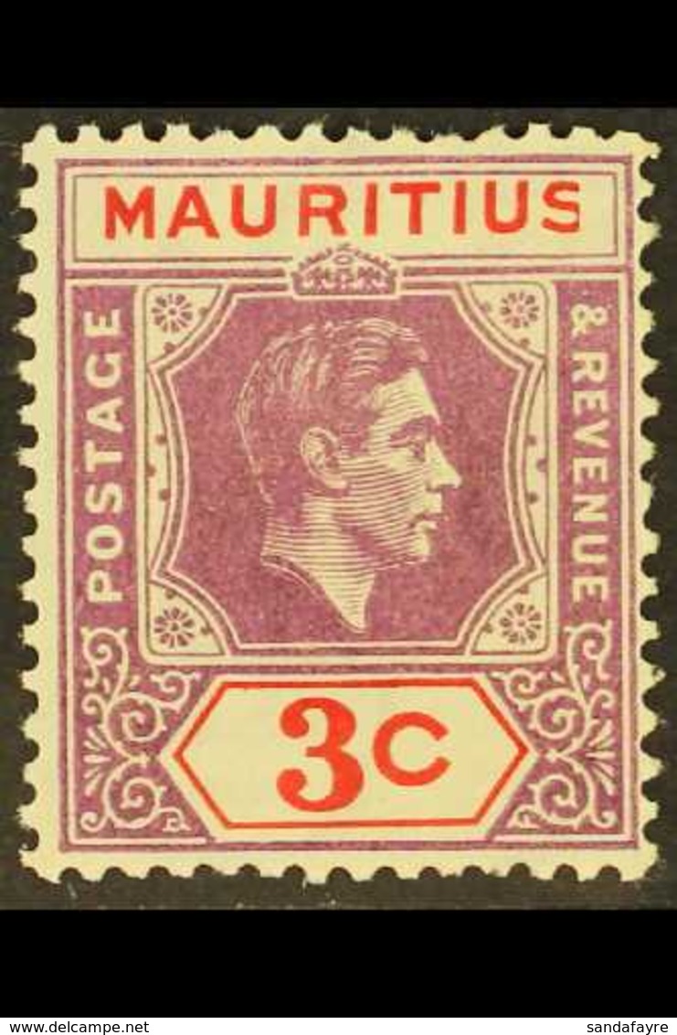 1938-49 3c Reddish Purple & Scarlet, "Sliced S At Right" SG 253a, Never Hinged Mint For More Images, Please Visit Http:/ - Maurice (...-1967)