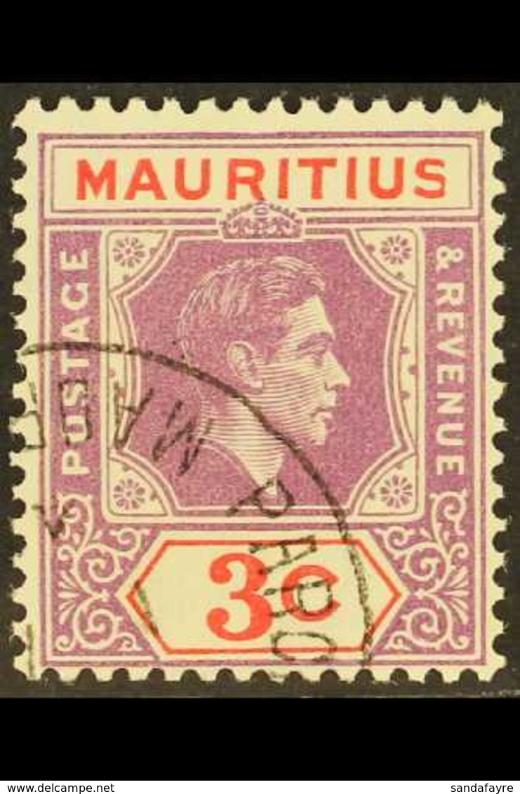 1938-49 3c Reddish Purple & Scarlet, "Sliced S At Right" SG 253a, Fine Cds Used For More Images, Please Visit Http://www - Maurice (...-1967)